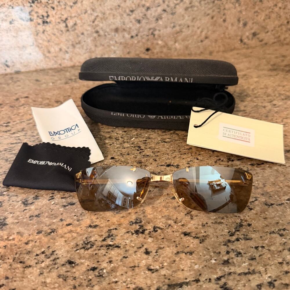 Emporio Armani Y2K Metal Frame Sunglasses 170-S Designer COA AUTHENTIC w/ Case